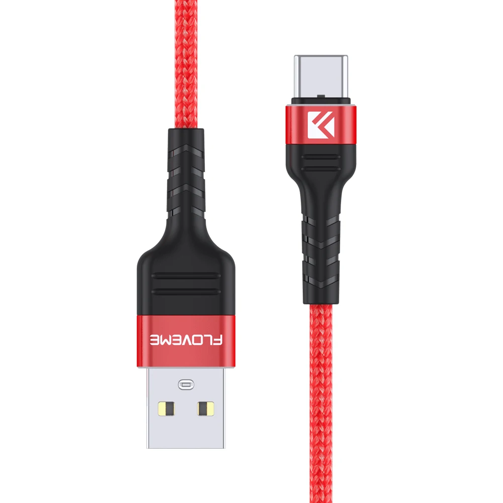 FLOVEME USB телефонный кабель для samsung Usb type C кабель 3,1 Быстрая зарядка данных синхронизировать мобильный телефон провод type c для huawei для Xiaomi - Цвет: Red