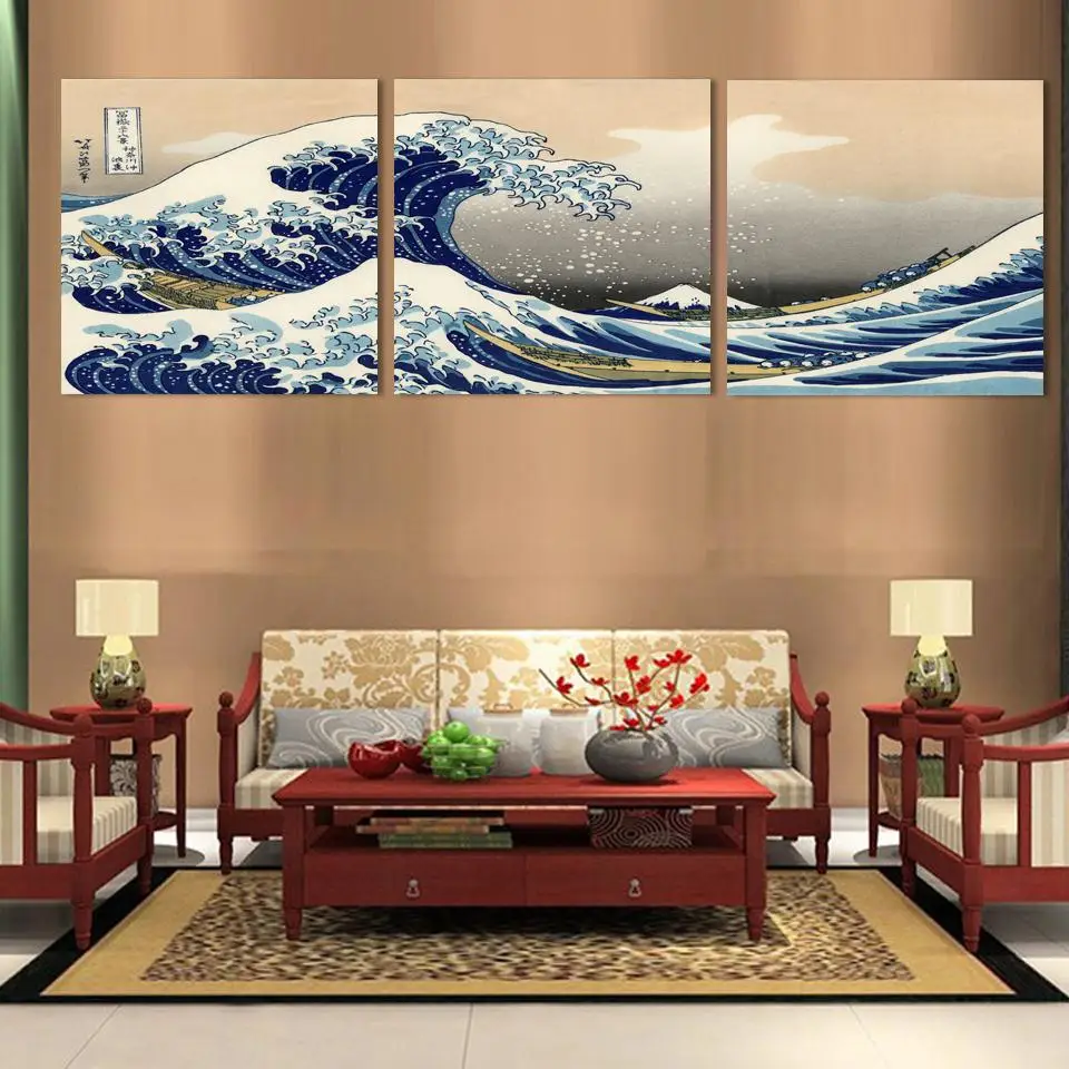 Модная Картина на холсте с морским пейзажем 3 панели традиционный художественный