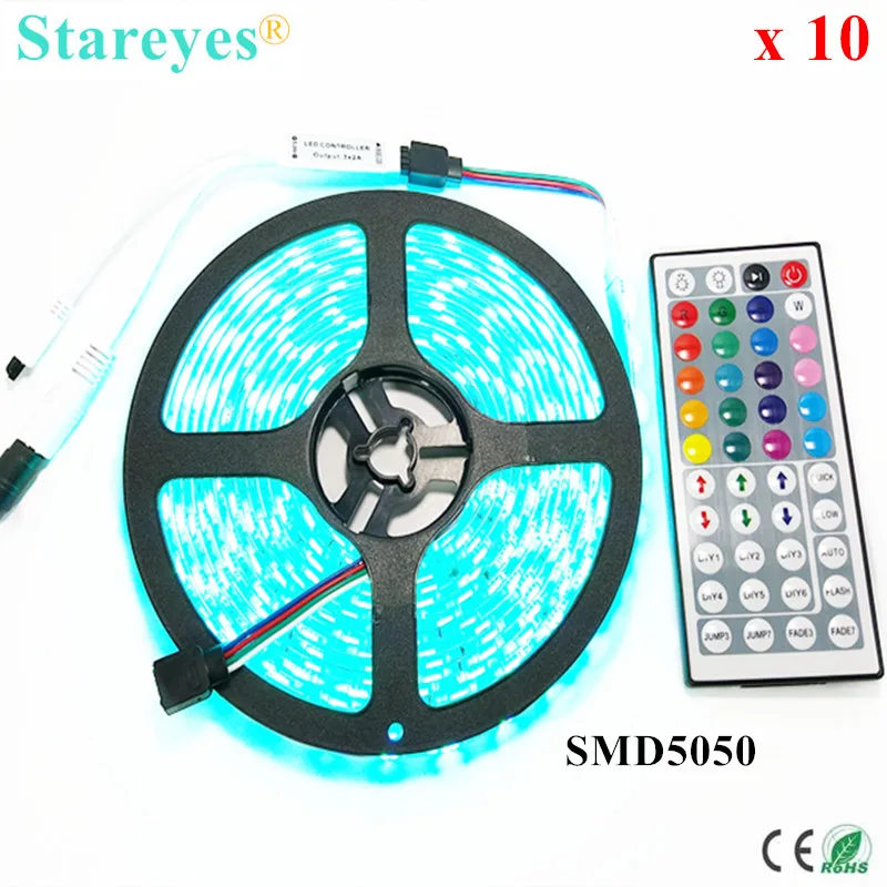 СВЕТОДИОДНАЯ лента SMD 5050 60 LED / M RGB 5M 300 DC12V IP65 водонепроницаемая светодиодная 44