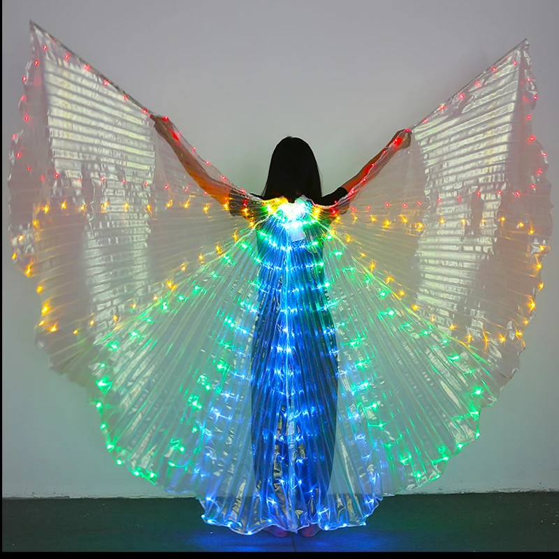 8 лепестков красочные Led Isis крылья с палкой принадлежности для танца живота реквизит для сцены клуб танец живота светильник шоу костюм