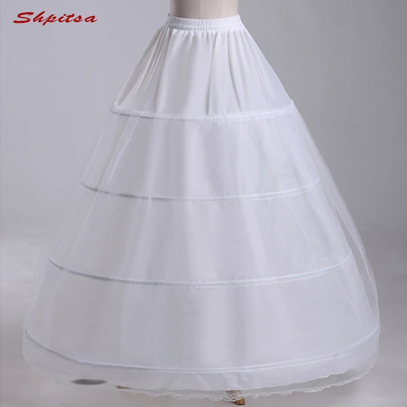 

Белая Нижняя юбка с 4 кольцами для свадебного бального платья, женская Нижняя юбка из кринолина, пушистая Нижняя юбка-обруч