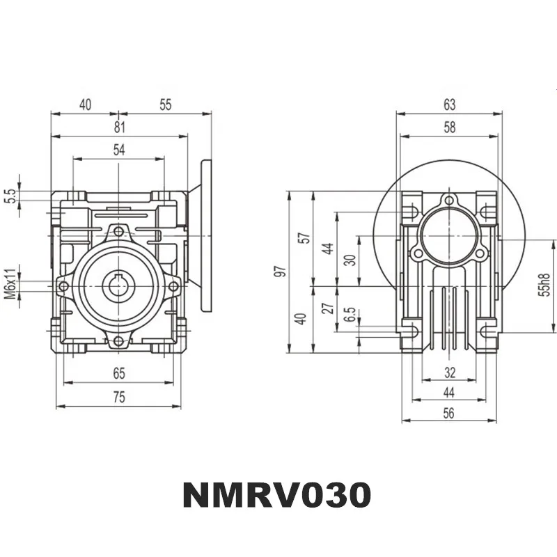 Редуктор червячной коробки передач NMRV030 входной вал 11 мм передаточный редуктор