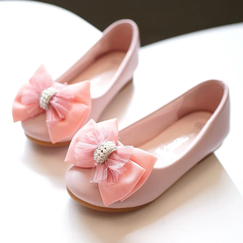 Новинка 2018 брендовые туфли для маленьких девочек с кружевом и бантом обувь на