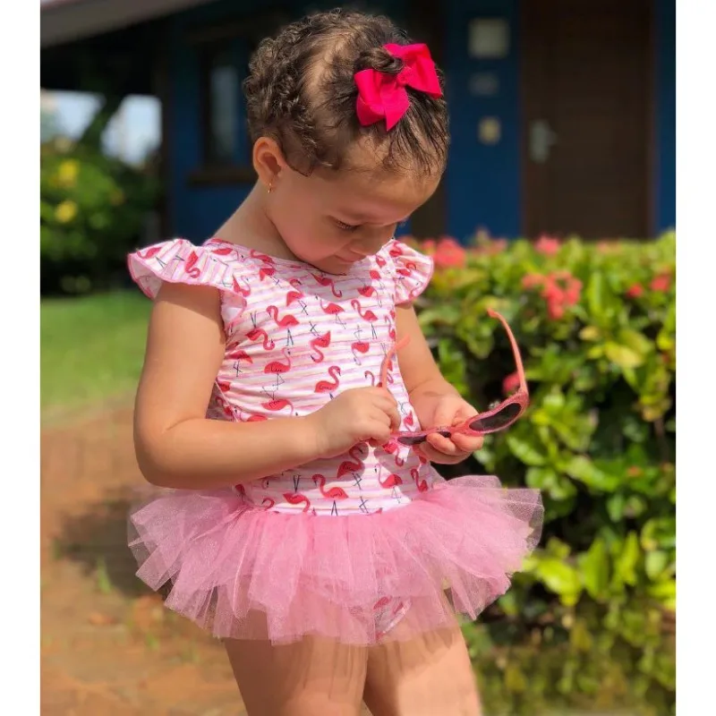 Летняя одежда для купания новорожденных девочек милый розовый купальник