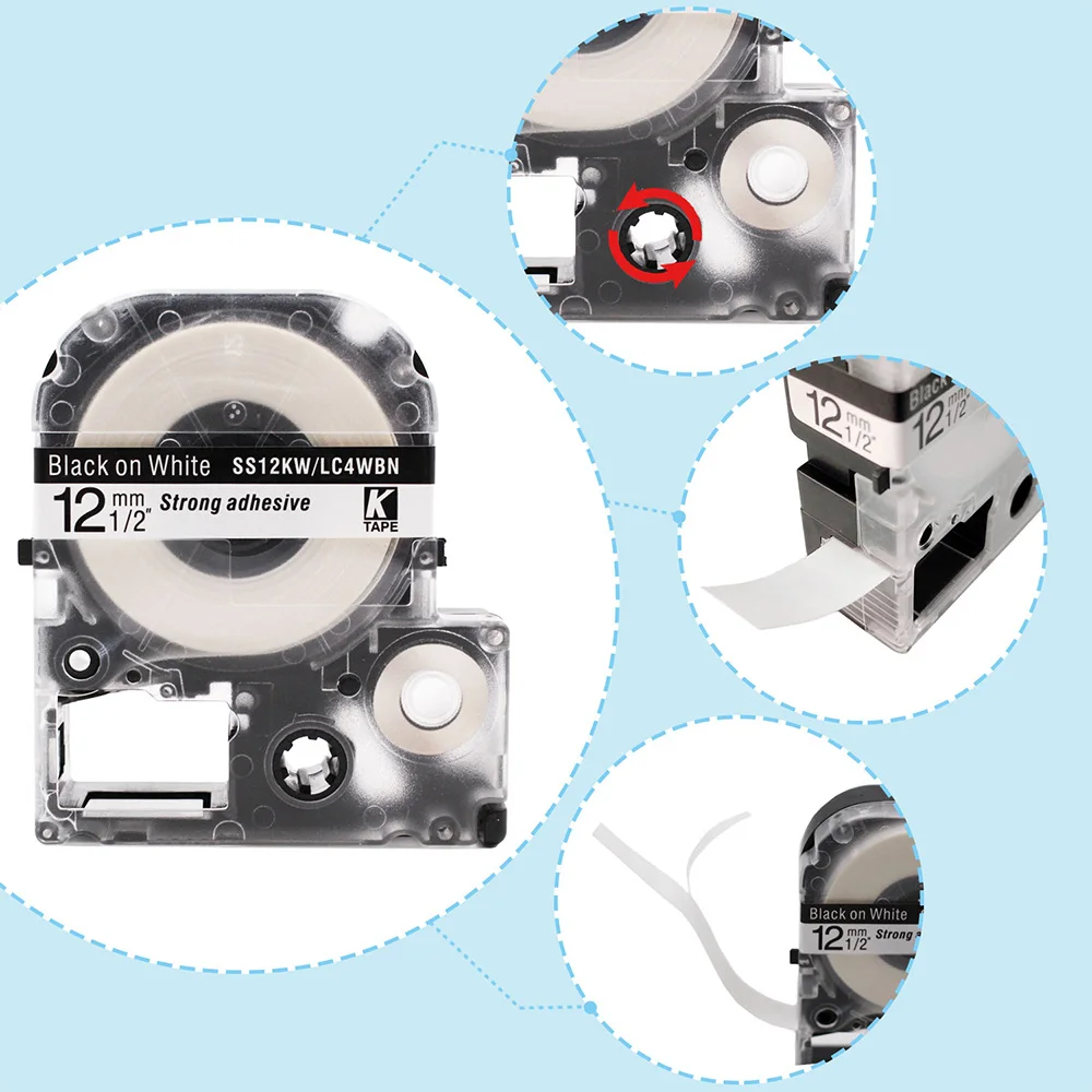 Absonic 1 шт. SS12KW LC-4WBN Подходит для epson labelwork LK лента Стандартный 12 мм черный на белом