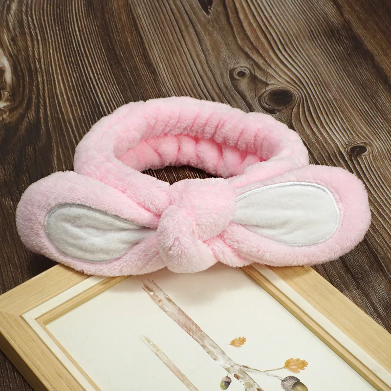 Женские корейские повязки для волос с милыми заячьими ушками аксессуары мытья