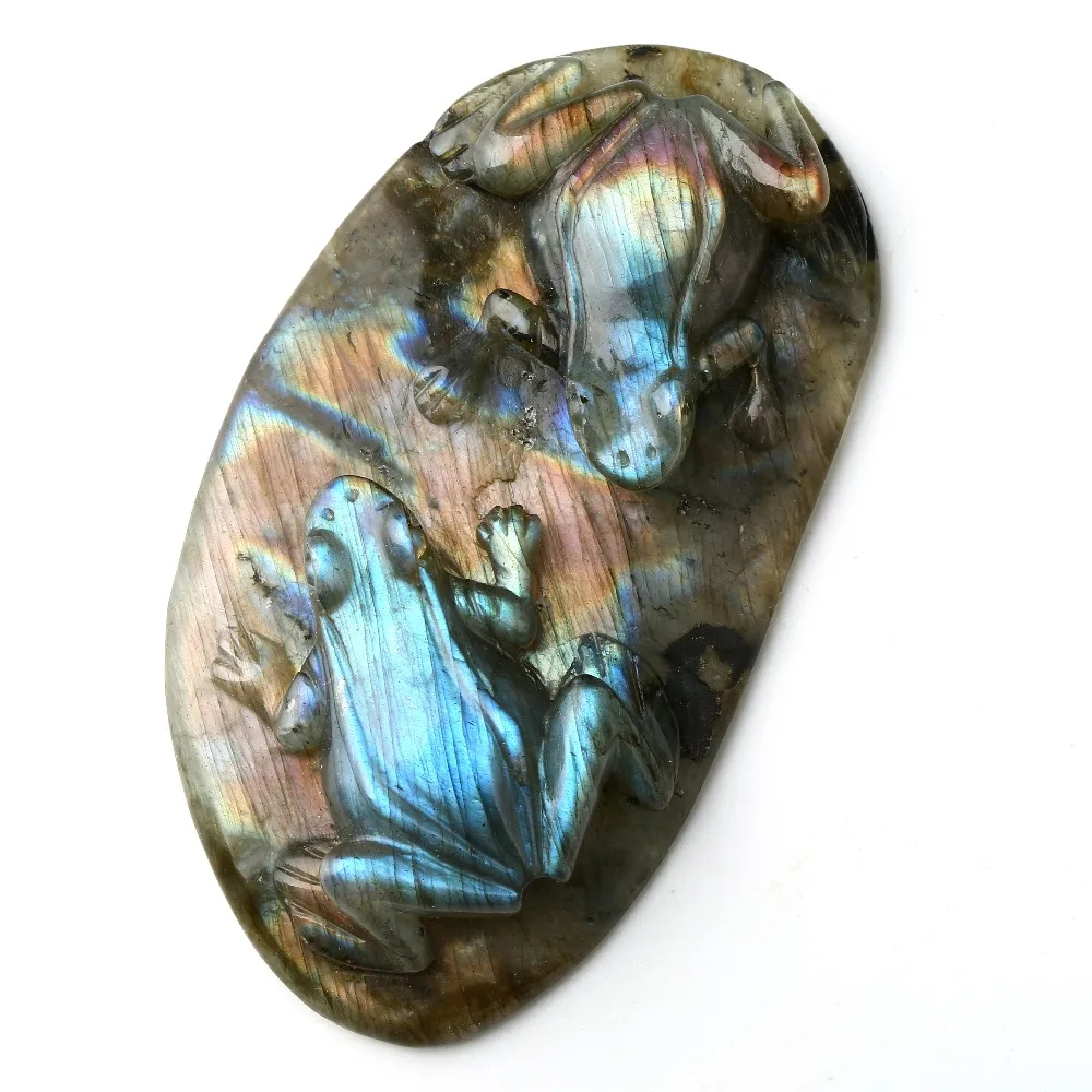 

Two frog!Semiprecious Stones Carved frog Labradorite Cabochon Carving labradorite Decoration
