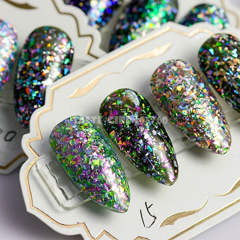 12 сеток/набор цветной голографический блеск неравномерный фрагмент порошок