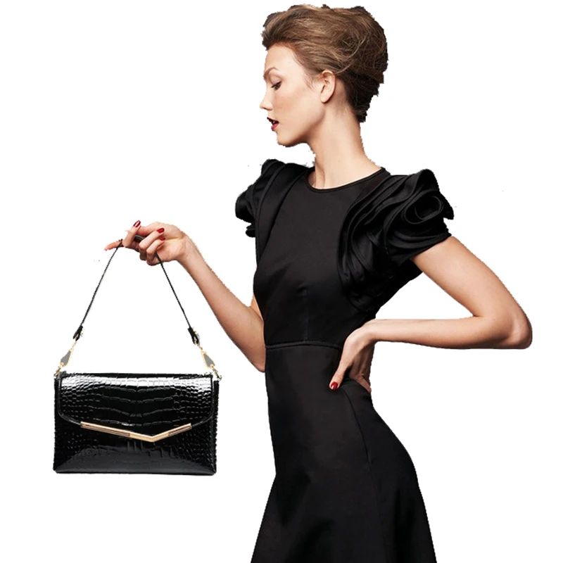 Женская сумка мессенджер из лаковой кожи с узором крокодила|brand shoulder bag|designer bagfashion