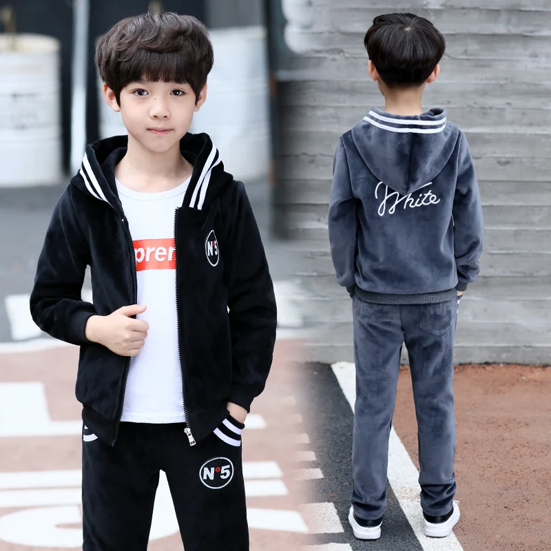 Kids Clothes Boys Spring Autumn Set Teenagers Casual Suit 2pc Hooded Coat+Pants Children Sports Sets |