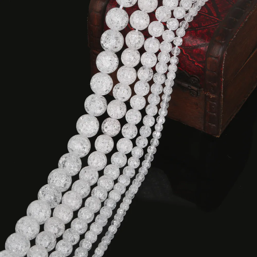 Натуральные белые бусины с трещинами для изготовления ювелирных изделий размер 4