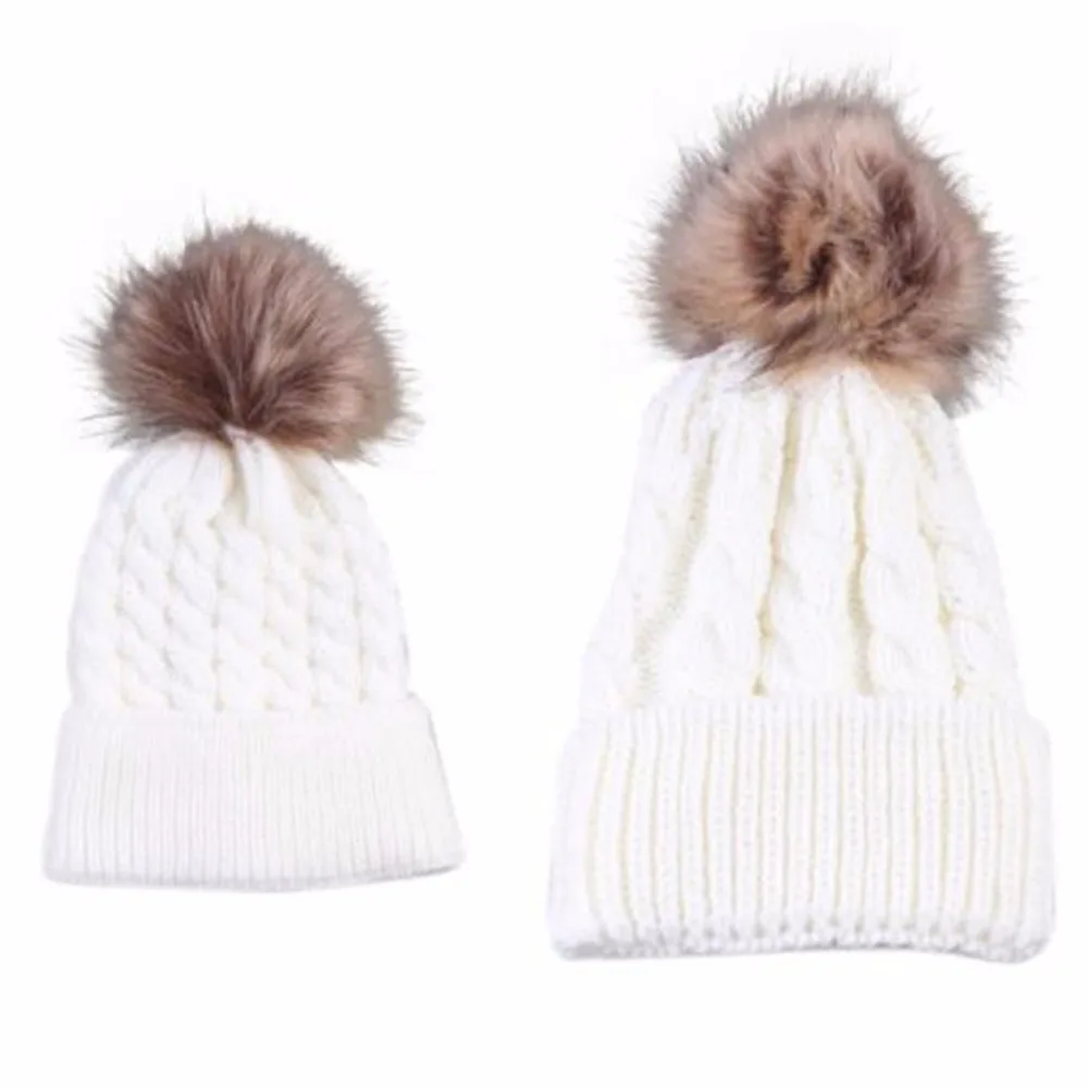 Зимние шапки для детей вязаный детский колпачок 2018 детские меховые с помпоном