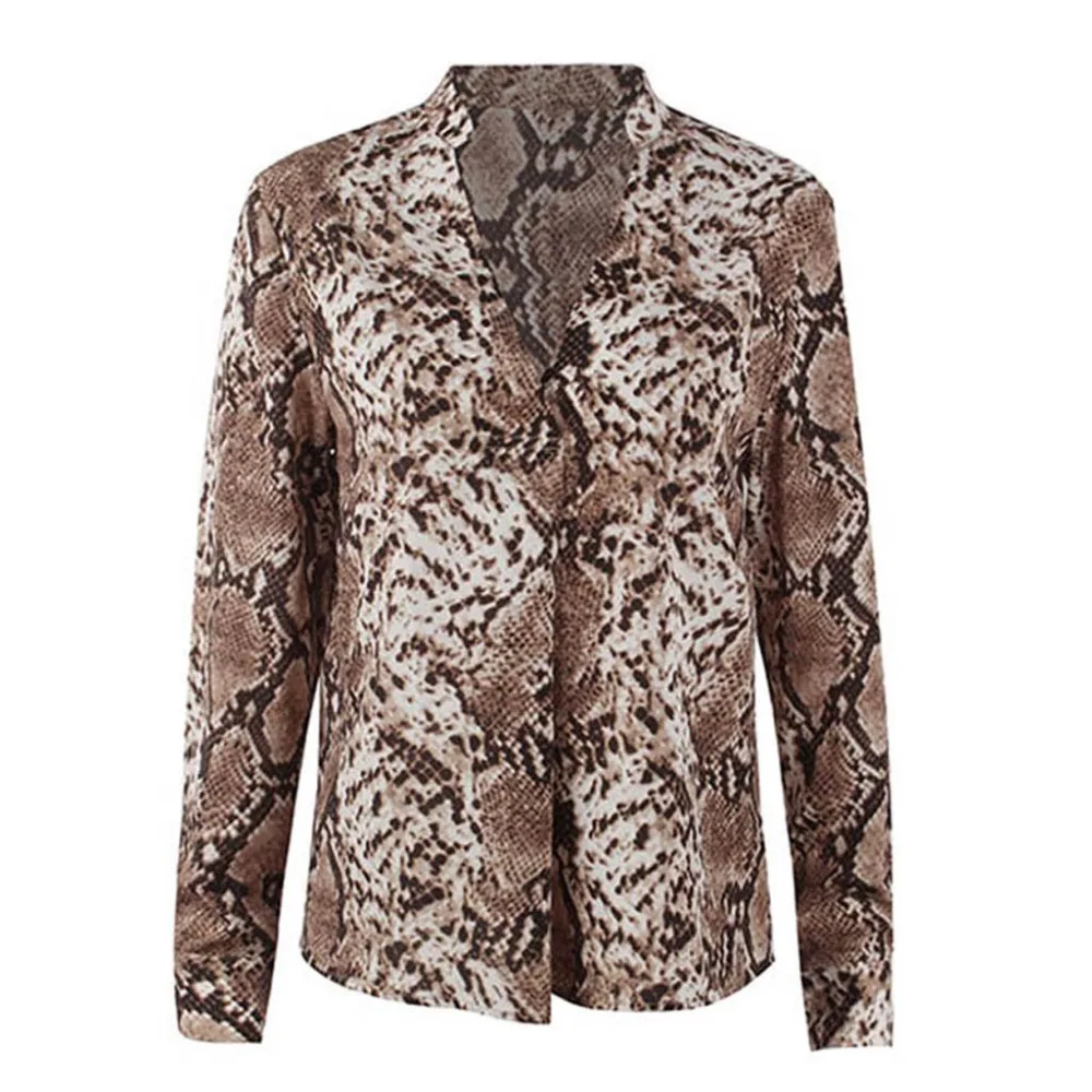 Тонкая винтажная блузка с леопардовым принтом женские рубашки в леопардовой