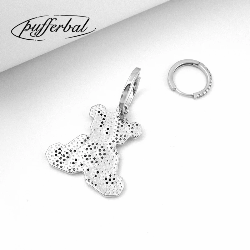 Корейская мода Изысканная Милая Мишка Тедди Асимметричные женские серьги дикие