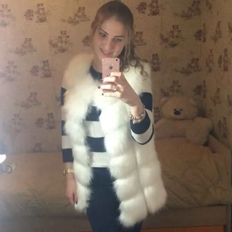 Uppin S-4XL женский меховой жилет Новинка 2017 года зима теплая из искусственного