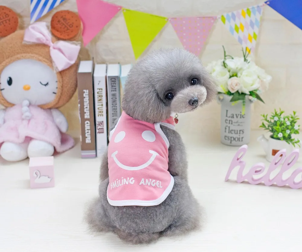 E15 новый дизайн летняя и весенняя жилетка для щенков милая с улыбающимся лицом