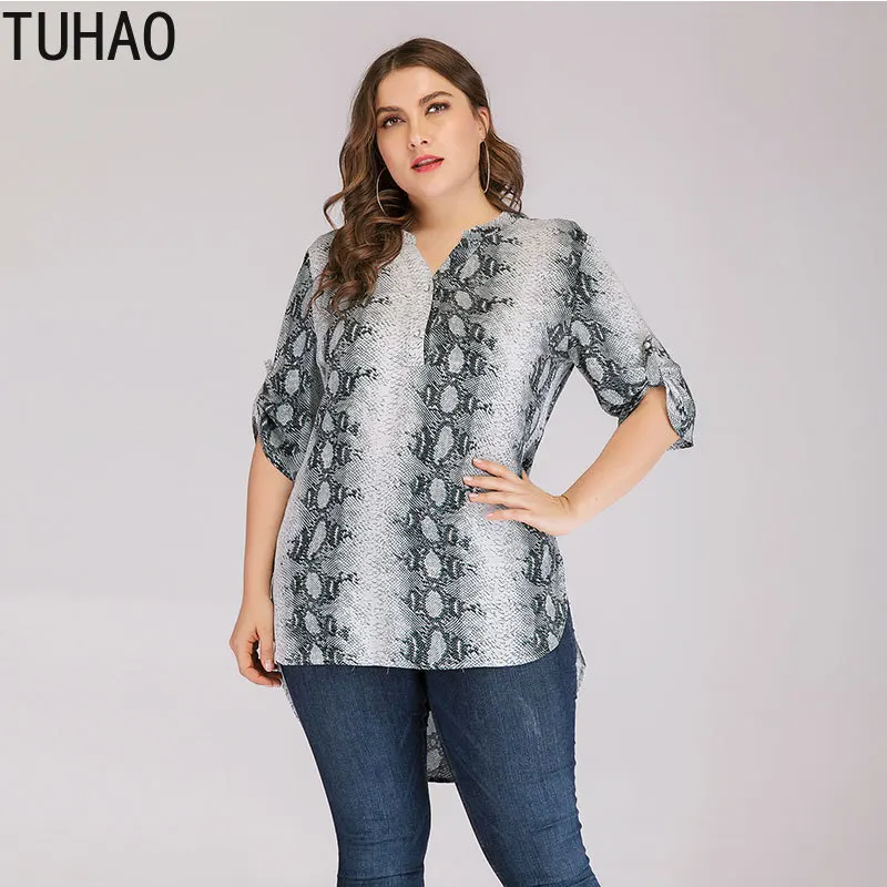 TUHAO летние 5XL 6XL размера плюс женские шифоновые рубашки офисные блузки большого 4XL