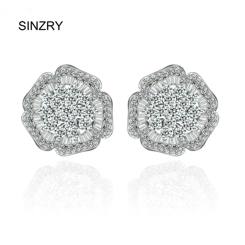 SINZRY ювелирные изделия кубический цирконий твердые серьги в форме цветка модные