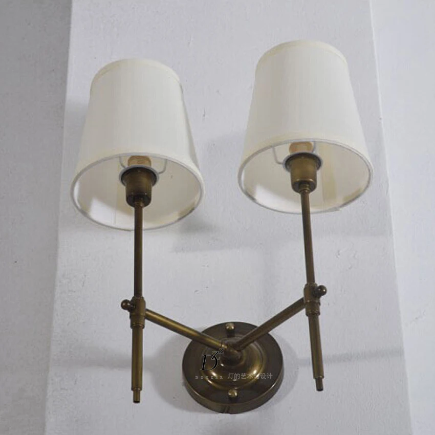 Nordic American country IKEA retro fashion wrought iron wall sconce lamp bedside aisle lights hall mirror front lamps study |