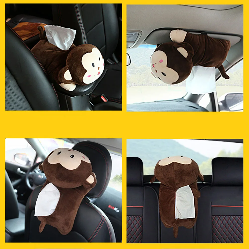 Мультяшный плюшевый подлокотник для автомобиля тканевая бумажная коробка милая