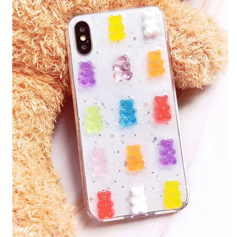 1 шт. чехол для телефона s Iphone прозрачный цвет конфеты кристалл милые животные