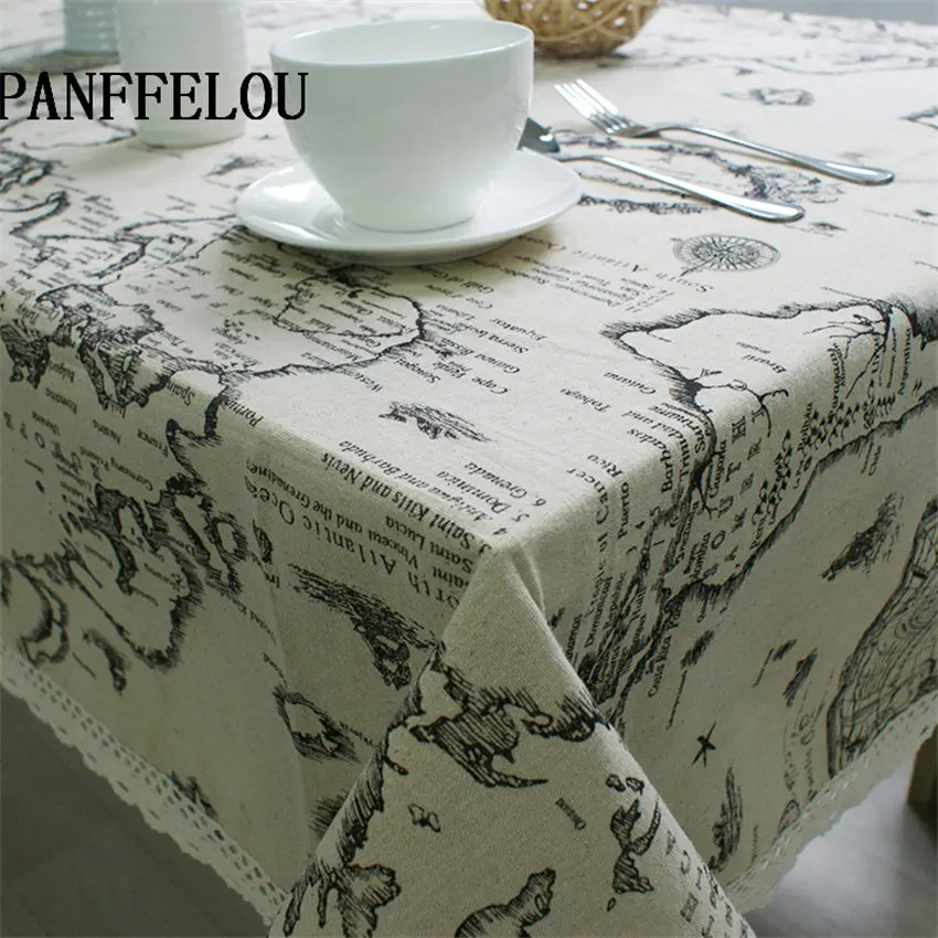 PANFELOU Ретро навигационная карта с рисунком путешествия по всему миру|kitchen table cloth|tea