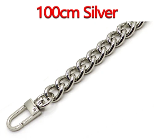 100cm Silver Высококачественные Алюминиевые цепочки, золото, серебро, черный пистолет 10 мм сменный светильник, кошелек, цепочка, сумка на плечо, ремни для маленьких сумок - Цвет: 100cm Silver