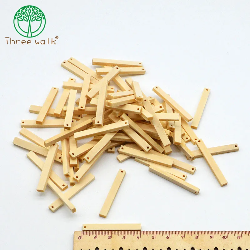 

30pcs/lot 4cm Long Natural Wooden Beads For DIY Earrings Jewelry Making