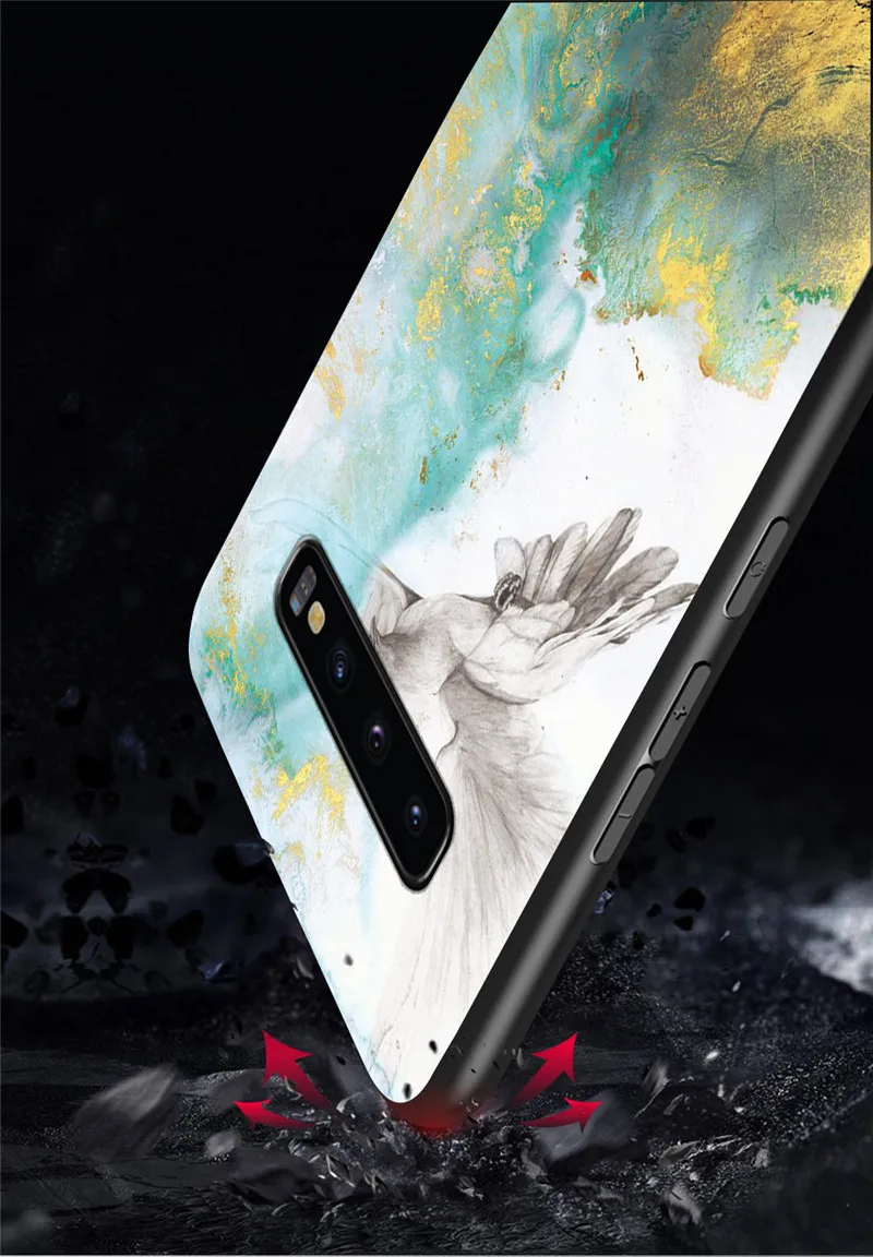 Закаленное Стекло чехол для Samsung Galaxy S10 плюс S10e A8S M10 M20 S9 S8 A9S A6S A750 J4 J6 Примечание 10 8 9 чехол Чехол под мрамор Funda