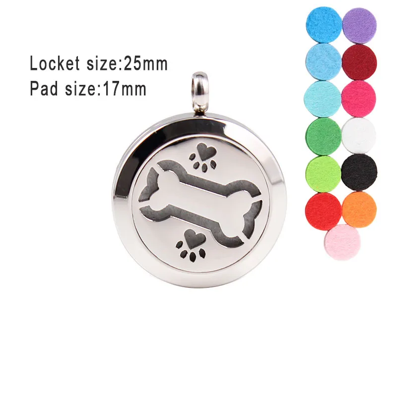 

Bone Pattern 25mm Aromatherapy Essential Oil Diffuser Lockets Stainless Steel Perfume Locket Pendant