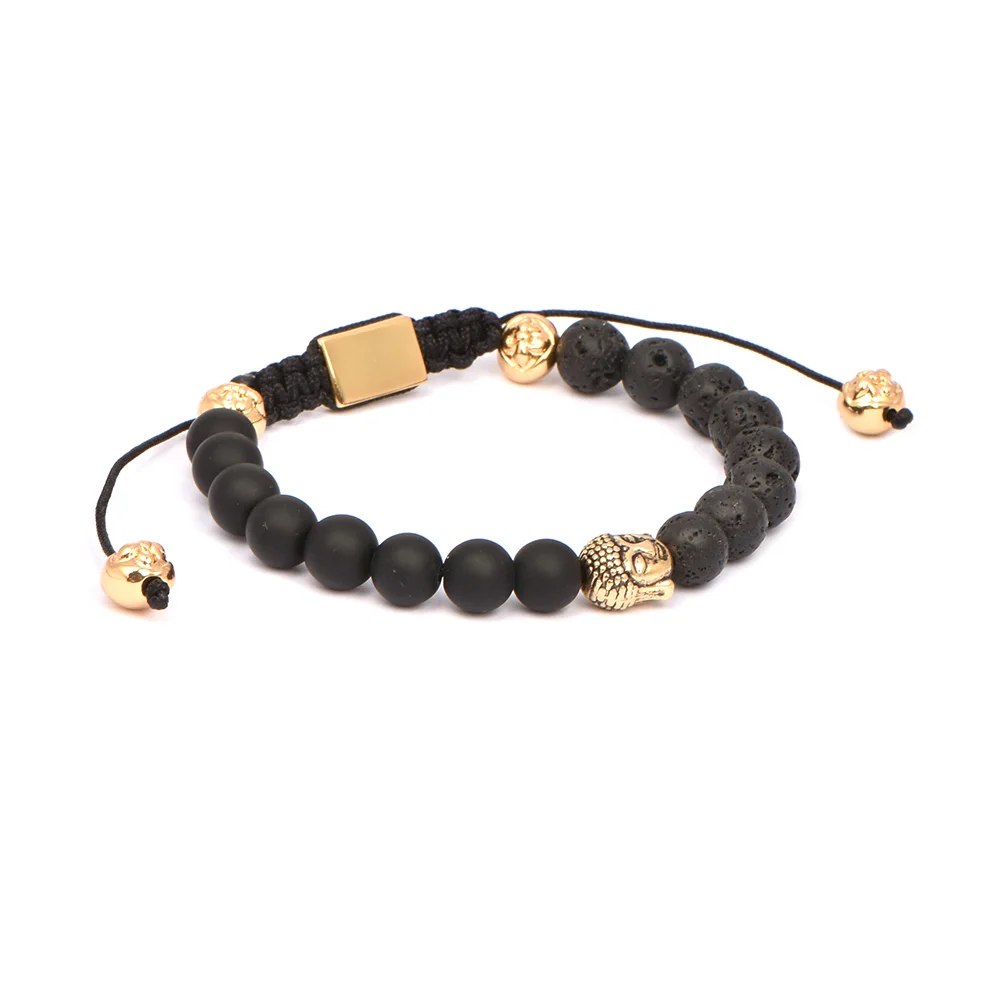 10 мм черный матовый оникс и желтый тигровый глаз плетеный браслет макраме с