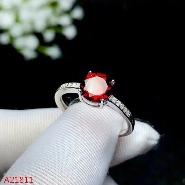 

KJJEAXCMY boutique jewelry 925 pure silver inlaid natural garnet lady ring support test