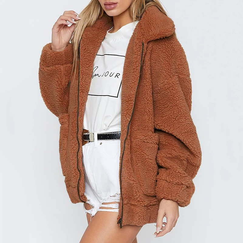 Women Autumn Winter Jacket Coat Faux Fur Coat Fake Fleece Jacket Fluffy Jackets Overcoat Casual 3XL Plus Size Outwear