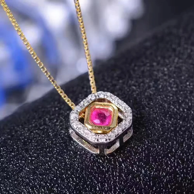 Классическая женская подвеска 2 5 мм * натуральный розовый цвет Серебряный Рубин