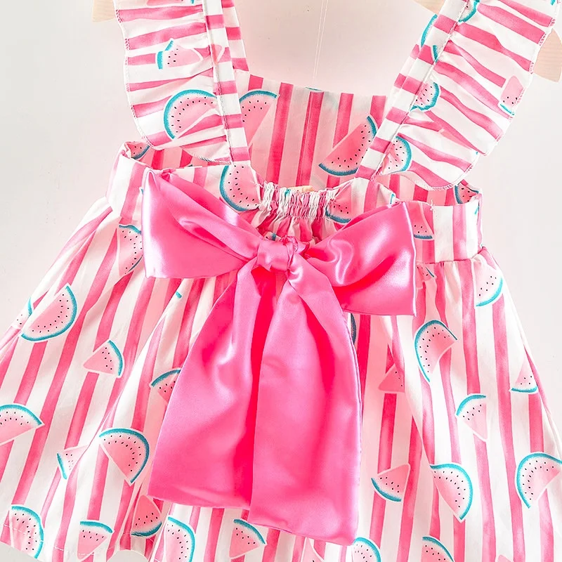 Kids Dresses for Girls Summer Style Princess Backless Dress Watermelon Clothes Casual Sleeveless Girl Baby Bow | Детская одежда и