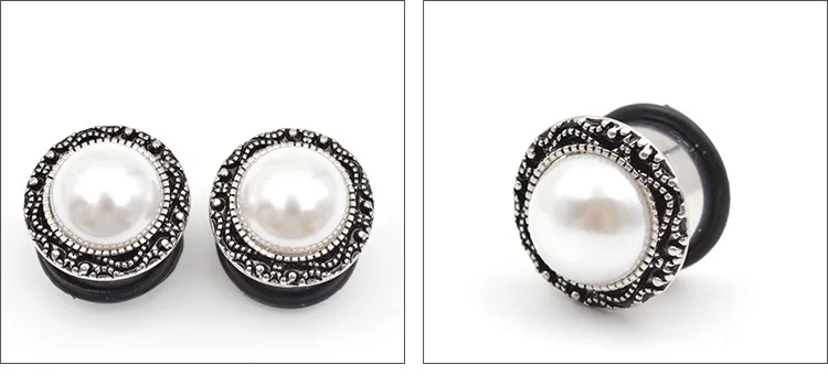 Тела панк 2 шт. поддельные pearl ear plug плоти туннеля для женщин уха тоннеля серьги из нержавеющей стали ювелирные изделия пирсинг 6-16 мм