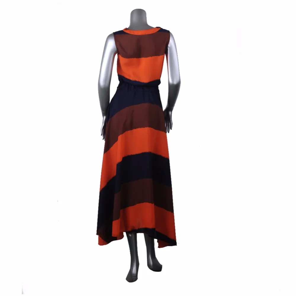 Женское вечернее платье в богемном стиле летние платья плиссе полоску без рукавов шифоновое длинное