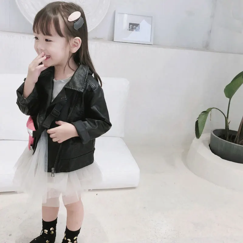 Прямая поставка Новинка 2018 года Осенняя детская кожаная куртка модная верхняя