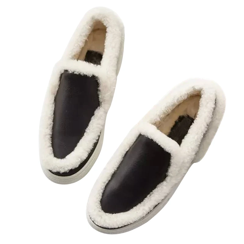 Hee Grand/Настоящая фотография Для женщин зимние теплые хлопковые Туфли без каблуков