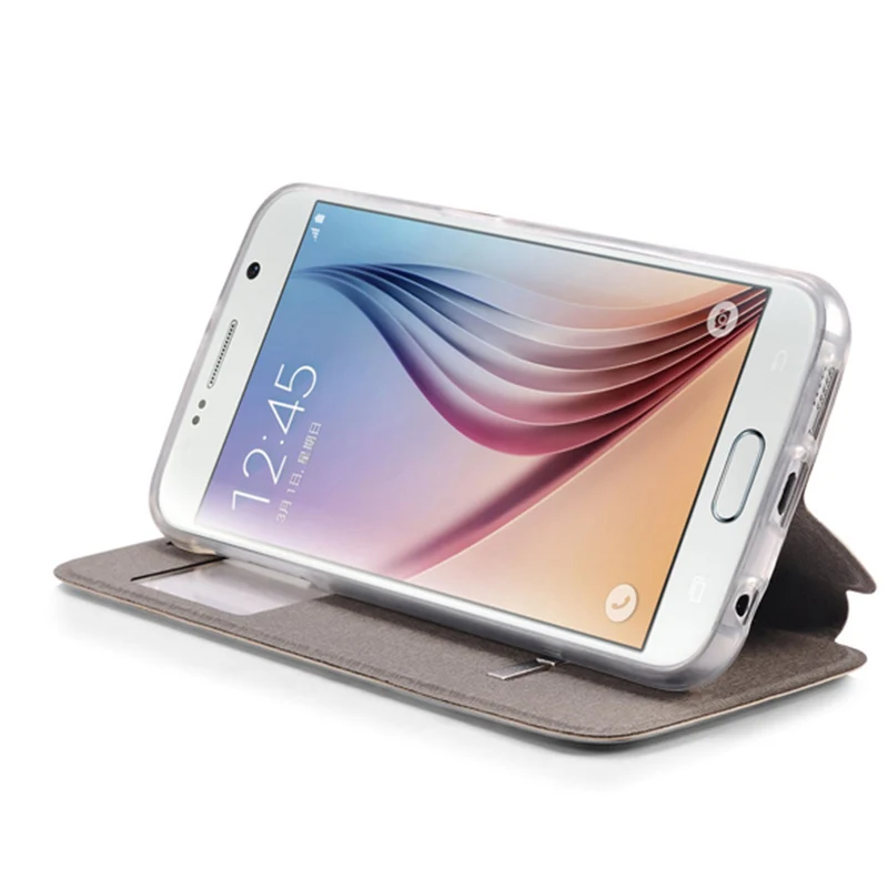 Флип-чехол с окошком для samsung Galaxy S7 G9300 из искусственной кожи + ТПУ силиконовый
