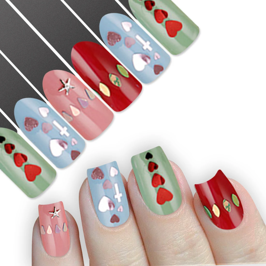 Блестящие Блестки для ногтей 1 чехол 12 сеток набор самостоятельного изготовления