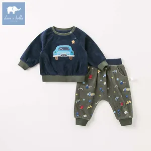 DBW8198 демисезонный комплект одежды для маленьких мальчиков с длинным рукавом от dave bella, топ для младенцев + штаны, комплект из 2 предметов, детские костюмы высокого качества