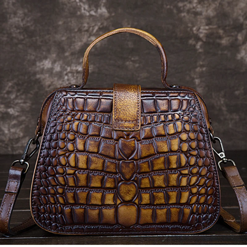 Женская маленькая сумка тоут из натуральной кожи Сумочка через плечо с ручками