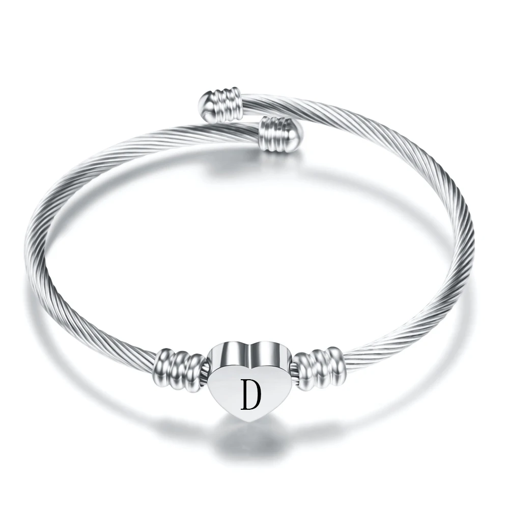 Модная подвеска в виде сердца, браслет с буквой алфавита, выгравированный, высокое качество, Женские Ювелирные изделия, манжеты, браслеты,, вечерние, подарок