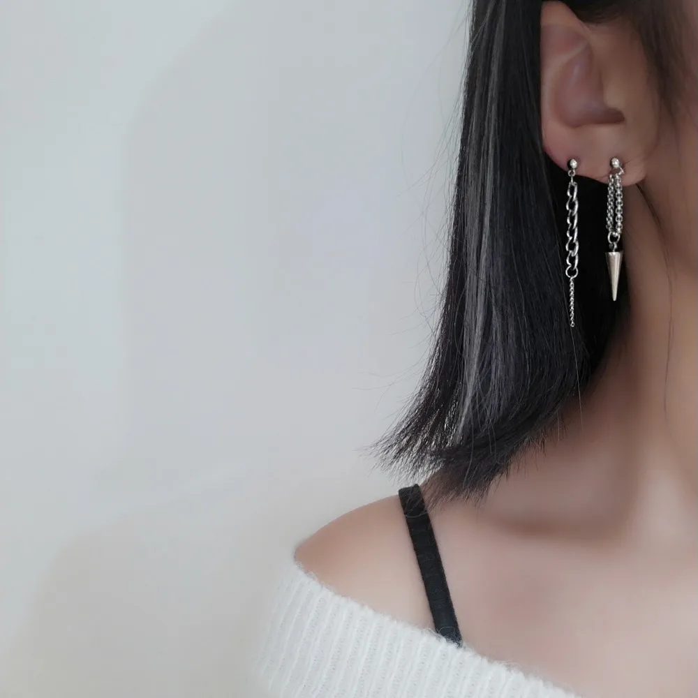 Минималистичные корейские серьги-пусеты винтажные ассиметричные серьги с