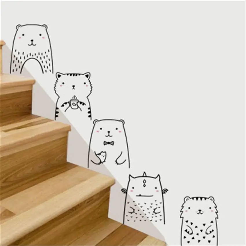 DIY мультфильм милый медведь стикер стены Детская комната Домашний декор