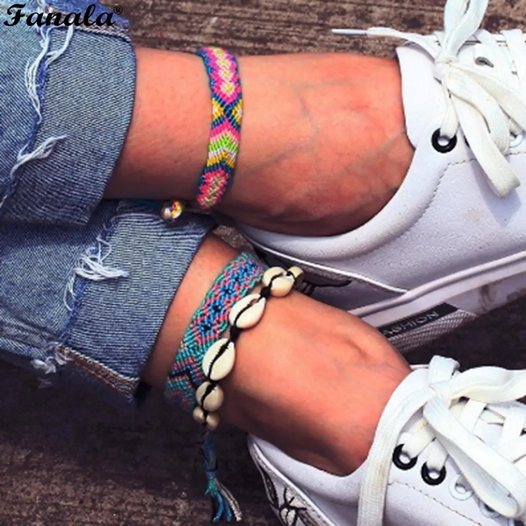Женский ножной браслет из шнура браслеты ювелирные изделия богемные пляжные