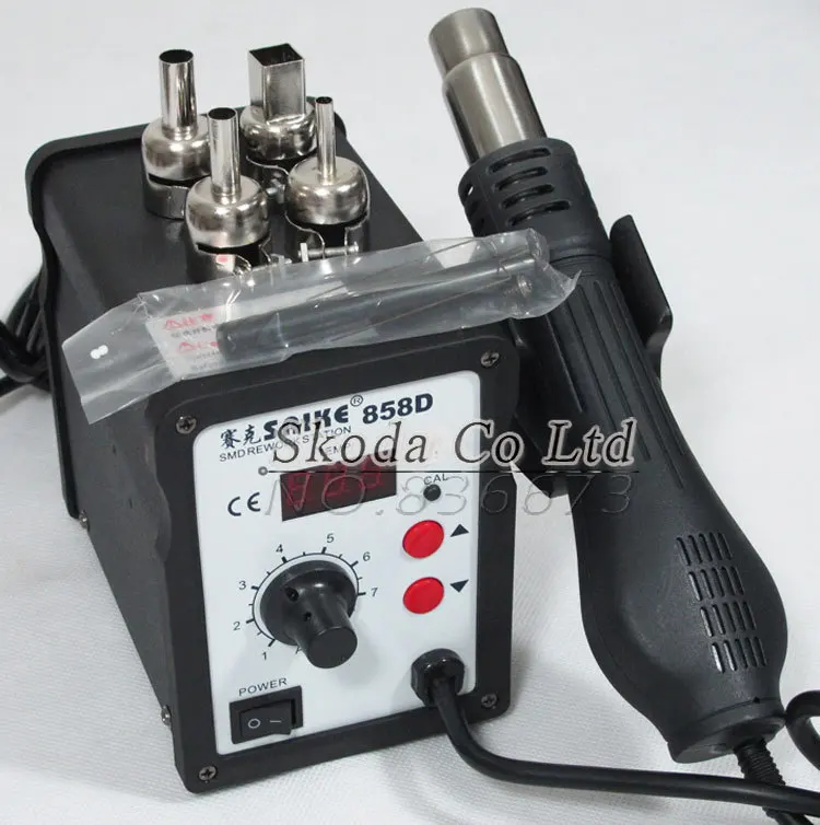 SAIKE 858D паяльная станция с горячим воздухом цифровой дисплей для BGA SMD + 4 шт. насадки