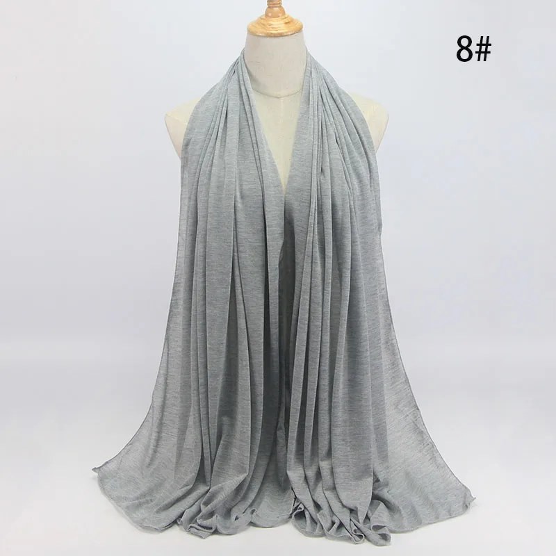 COLOR 8 dusty gray Мусульманский хиджаб исламский женский мусульманский хиджаб шарф Эластичный Джерси-шарф хлопок мягкие шали простые шарфы - Цвет: COLOR 8 dusty gray