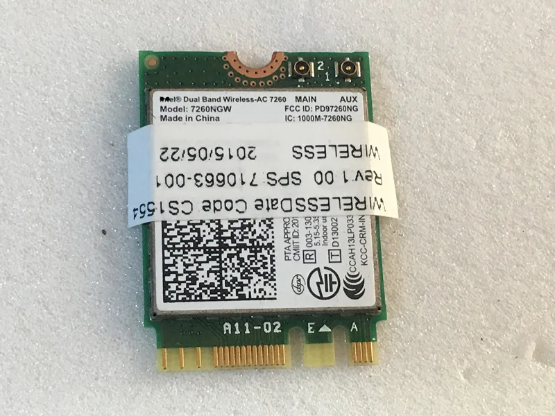Оригинал для HP 710663 001 Dual Band Wireless AC 7260 7260NGW Bluetooth PCIe NGFF тест ОК бесплатная